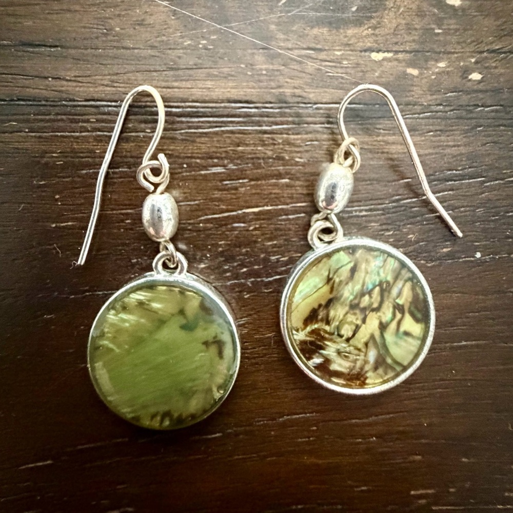 Green Mosaic Dangle Earrings